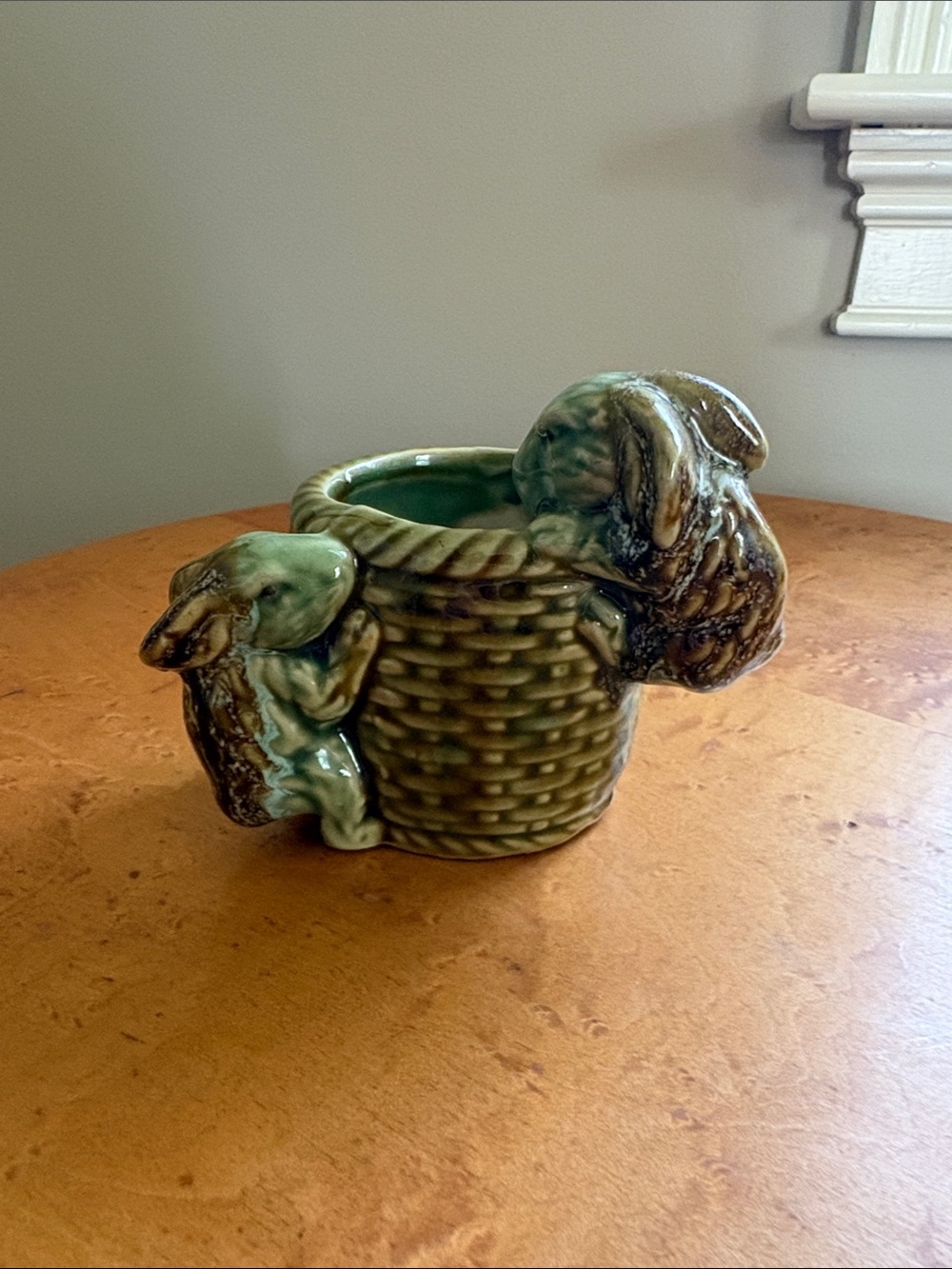 Green Ceramic Bunny Basket